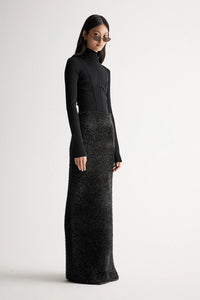 Aurora Knit Midi Skirt / Black Lurex
