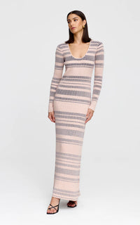 Celeste Knit Dress- Stone + Navy Stripe