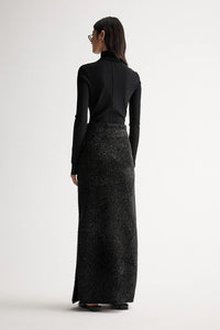 Aurora Knit Midi Skirt / Black Lurex