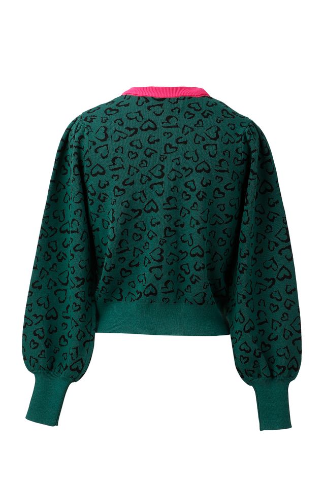 Sherry Jacquard Cardigan- Dark Moss