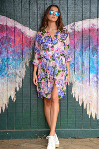 Summer Vibes Shirt Dress- Hi-Di-Hydrangea