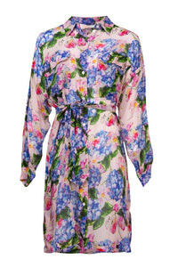 Summer Vibes Shirt Dress- Hi-Di-Hydrangea