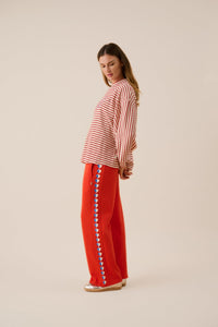 AMJ Waffle Long Sleeve Top Red Alert