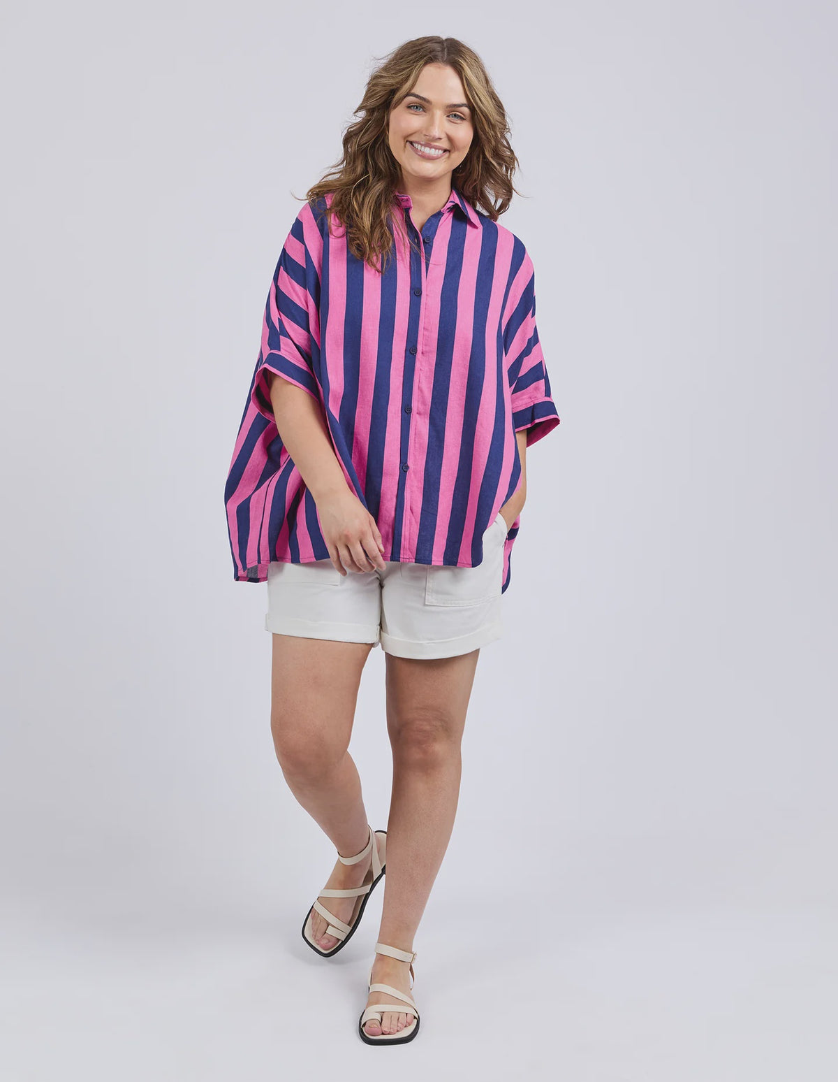 Palermo Stripe Shirt- Stripe Blu Pink