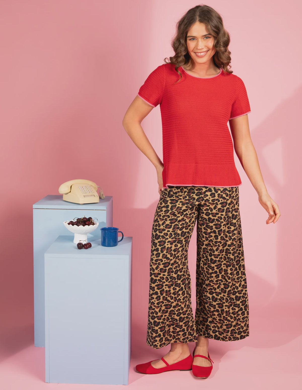 Camellia Short Sleeve Knit- Cranberry
