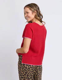Camellia Short Sleeve Knit- Cranberry
