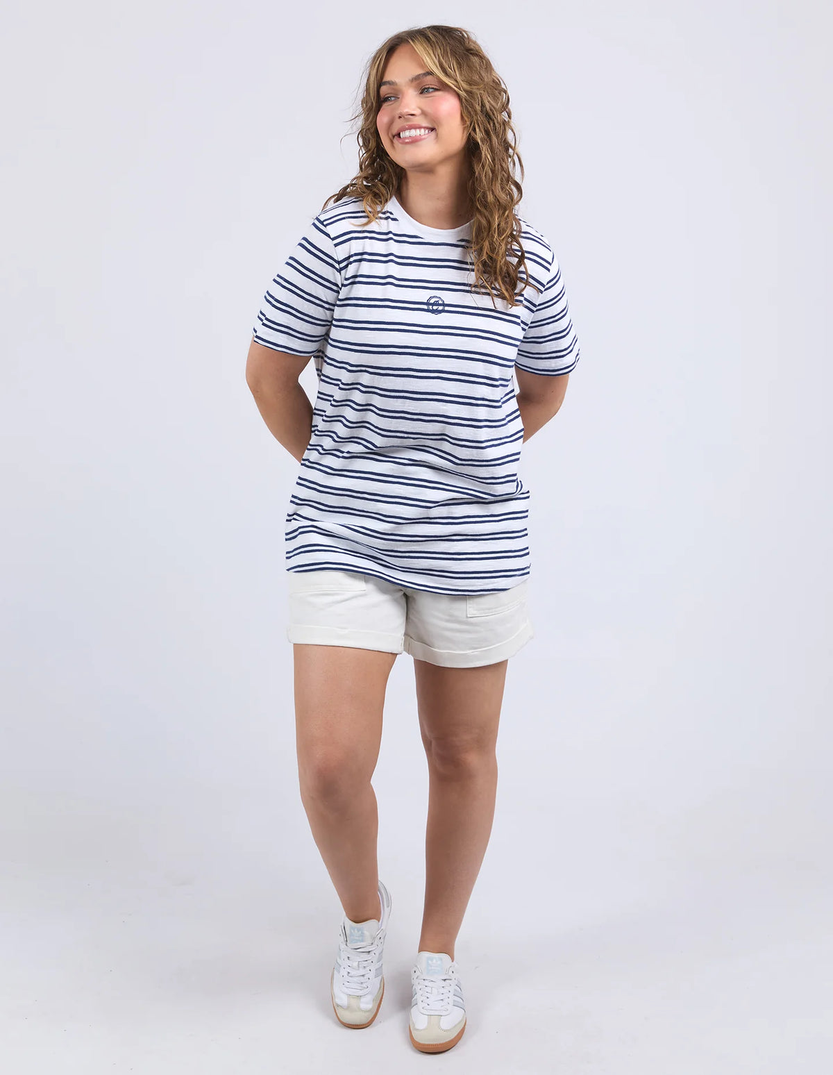 Brio Tee- White and Black Stripe