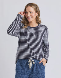 Drea Long Sleeve Tee- Navy