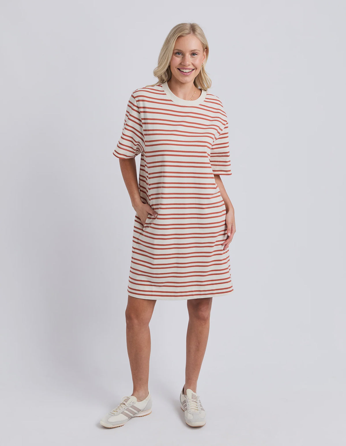 Rouge Tee Dress - Mars and Tan Stripe