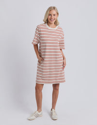 Rouge Tee Dress - Mars and Tan Stripe