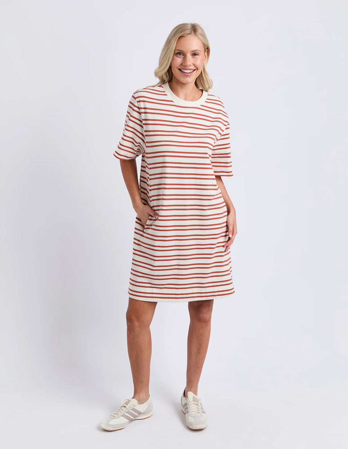 Rouge Tee Dress - Mars and Tan Stripe