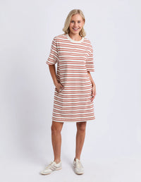 Rouge Tee Dress - Mars and Tan Stripe