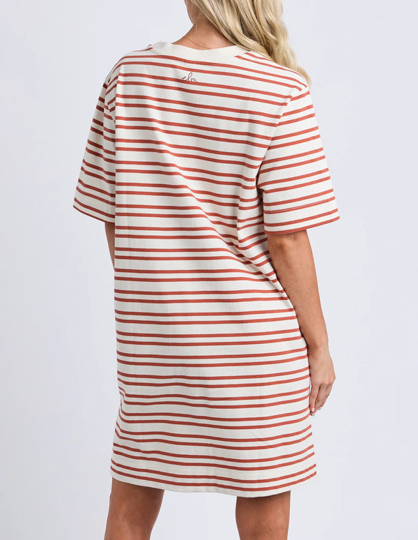 Rouge Tee Dress - Mars and Tan Stripe