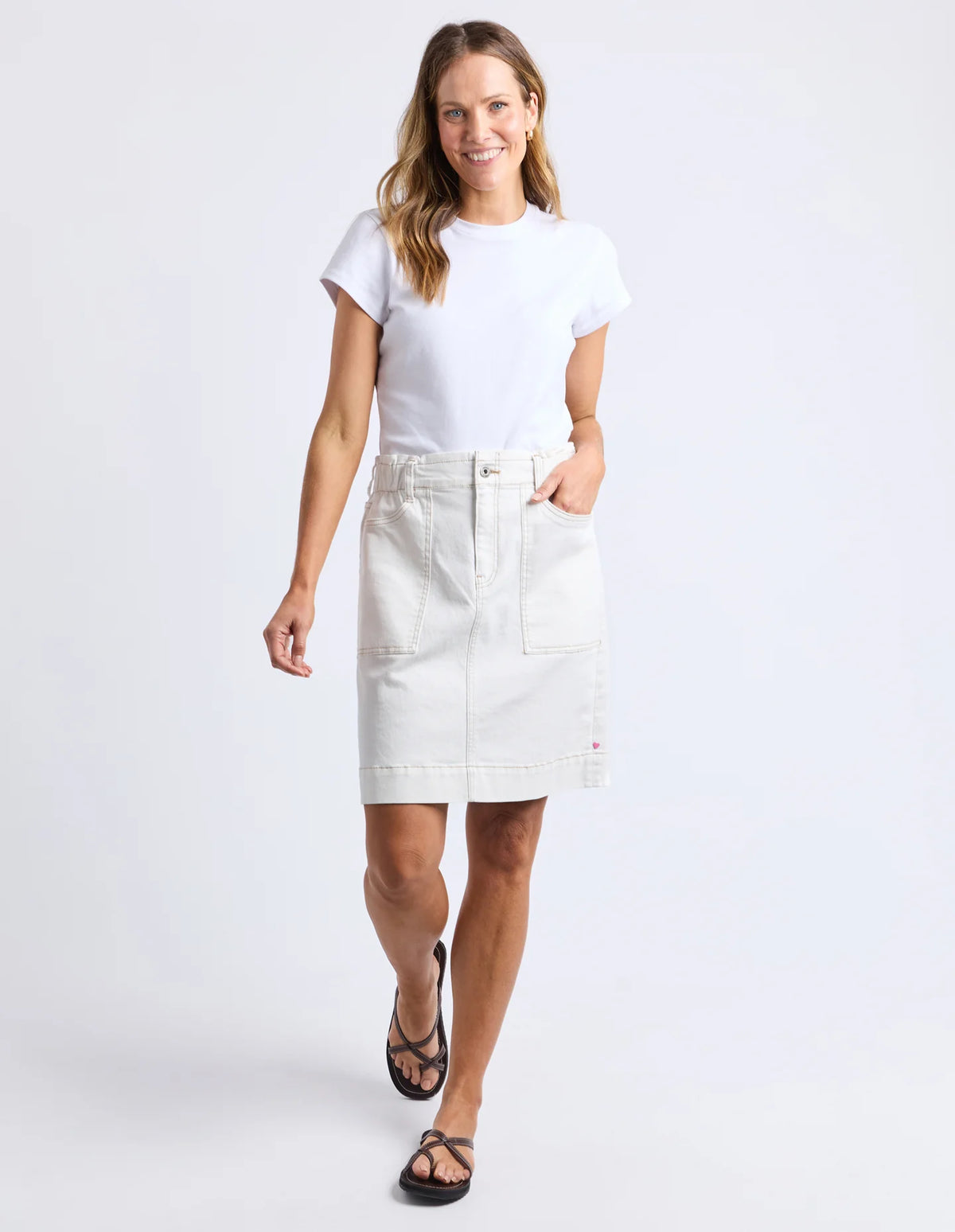 Atlas Denim Skirt- White