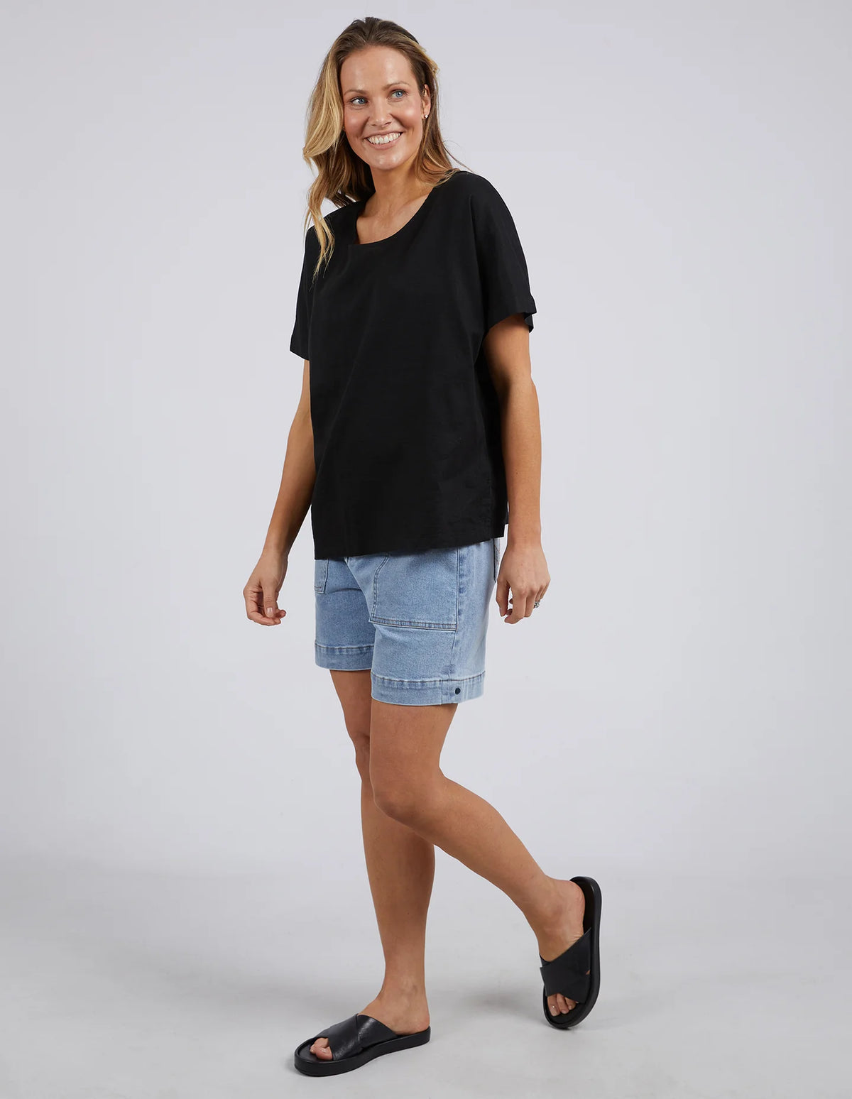 Curtis Woven Tee- Black