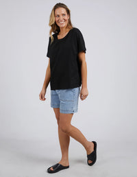 Curtis Woven Tee- Black