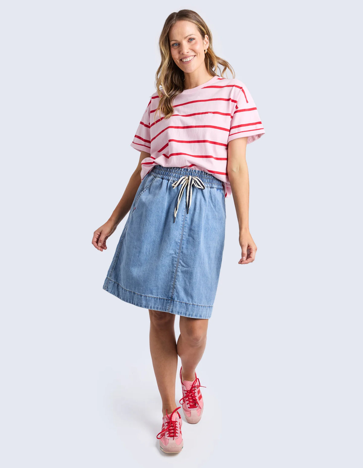 Hallie Tee- Pink Lady & Poppy Stripe