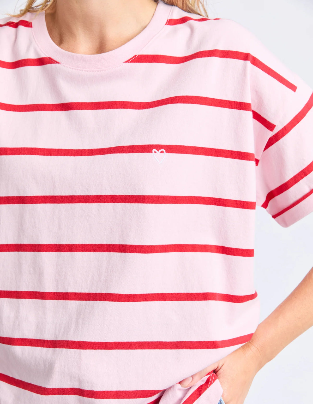 Hallie Tee- Pink Lady & Poppy Stripe