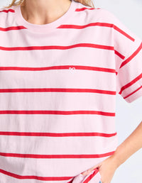 Hallie Tee- Pink Lady & Poppy Stripe