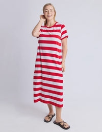 Adria Dress- Poppy & White Stripe