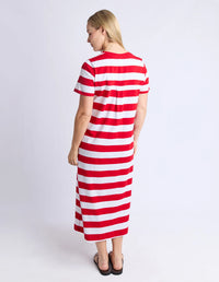 Adria Dress- Poppy & White Stripe