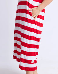 Adria Dress- Poppy & White Stripe