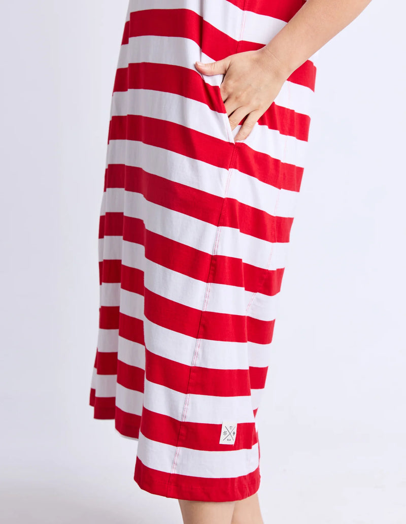 Adria Dress- Poppy & White Stripe