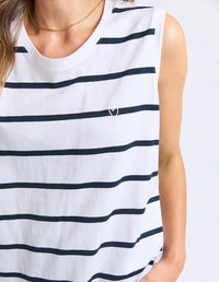 Halli Tank- White & Navy Stripe