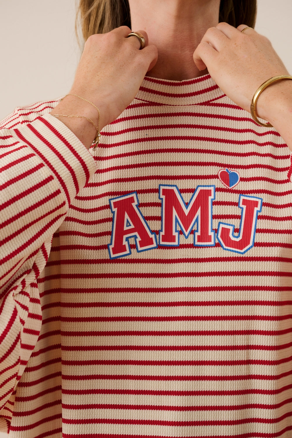 AMJ Waffle Long Sleeve Top Red Alert