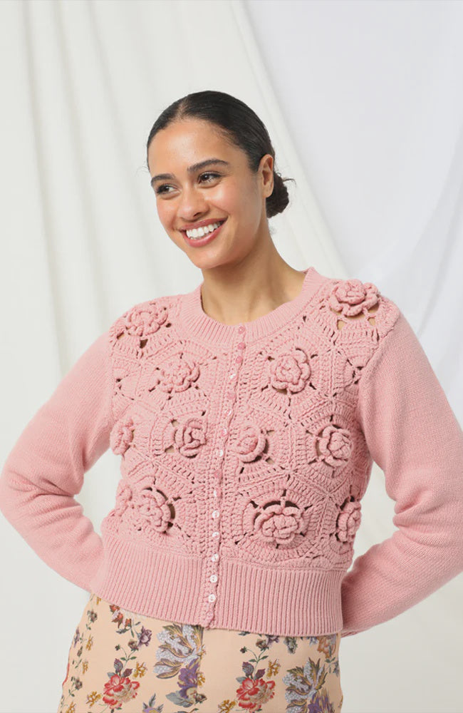 Audrey Knitted Cardigan- Rose