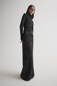 Aurora Knit Midi Skirt / Black Lurex