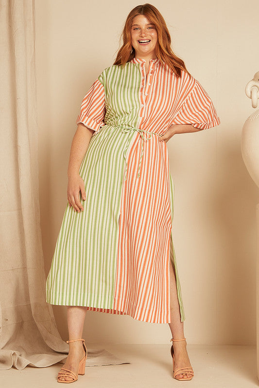 Pool Midi Dress - Mint/Coral