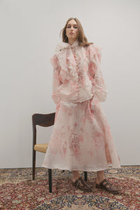 Chloe Maxi Skirt- Floating Frost Flowers