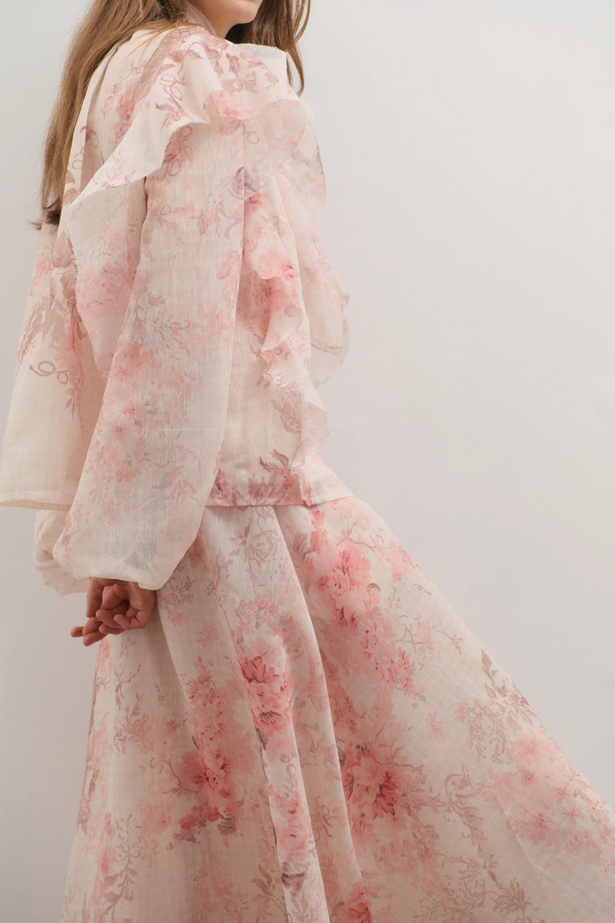 Chloe Maxi Skirt- Floating Frost Flowers