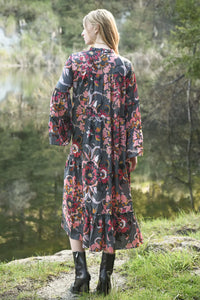 Tier and There Dress- Grey & Pink