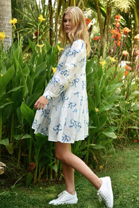 Tier-ific Dress - White and Blue