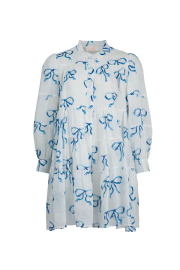 Tier-ific Dress - White and Blue