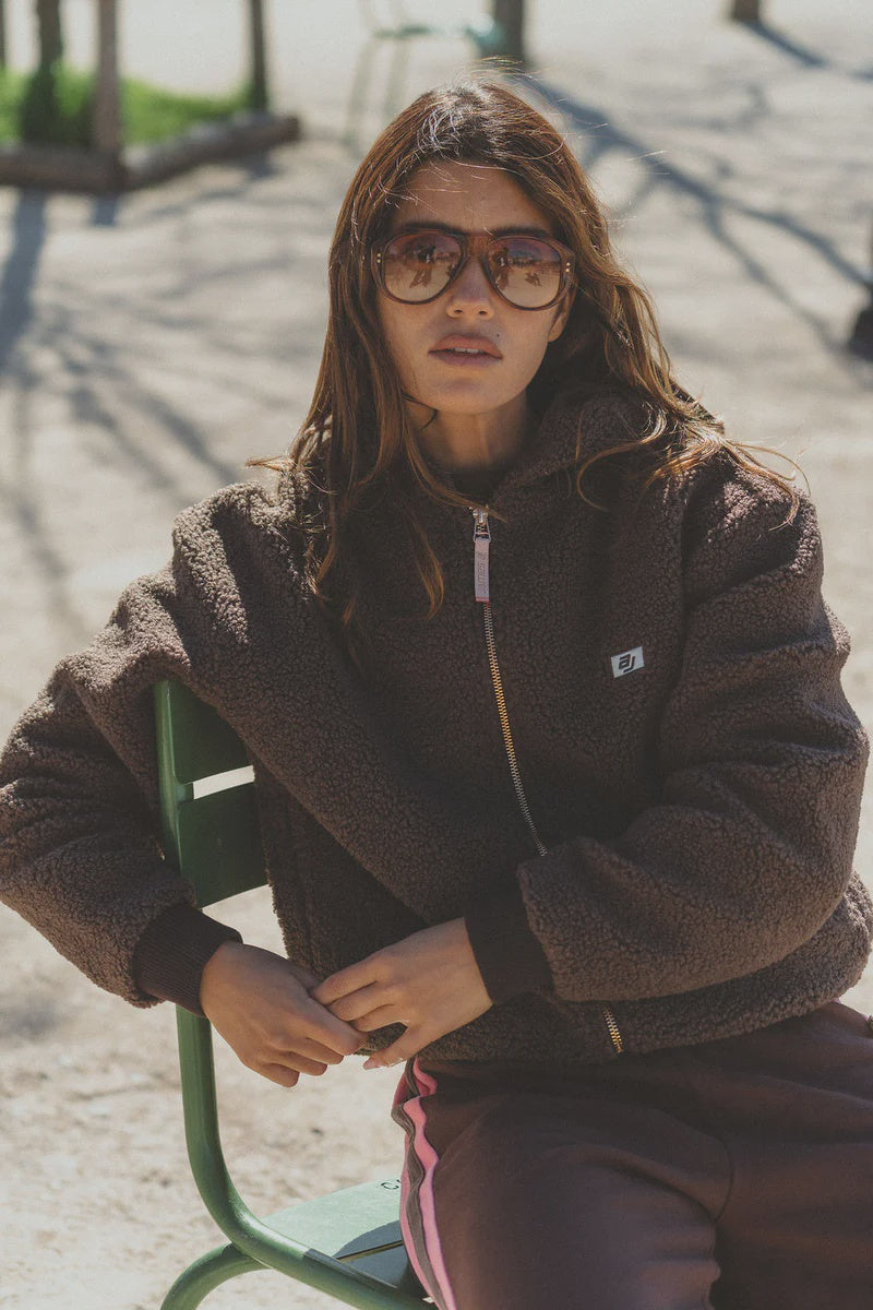 Sherpa Hooded Jacket - Dark Chocolate