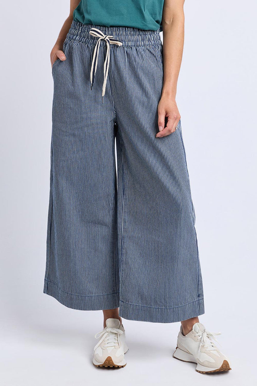 Julia Pinstripe Denim Pant- Blue & White