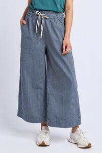 Julia Pinstripe Denim Pant- Blue & White