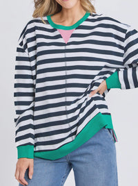 Maps Crew- Navy & White Stripe