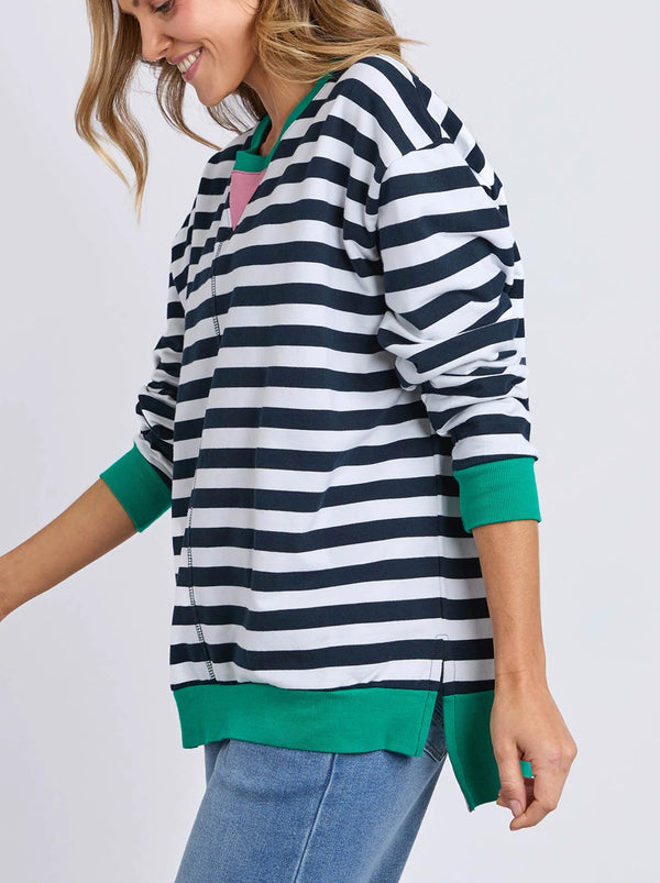 Maps Crew- Navy & White Stripe