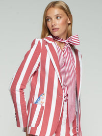Gadea Red Stretch Stripe Embroidered Blazer