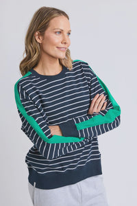 Sloane Crew- Navy & White Stripe