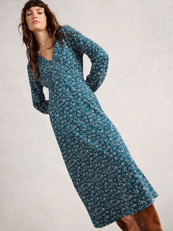 Megan Jersey Dress- Blue Print