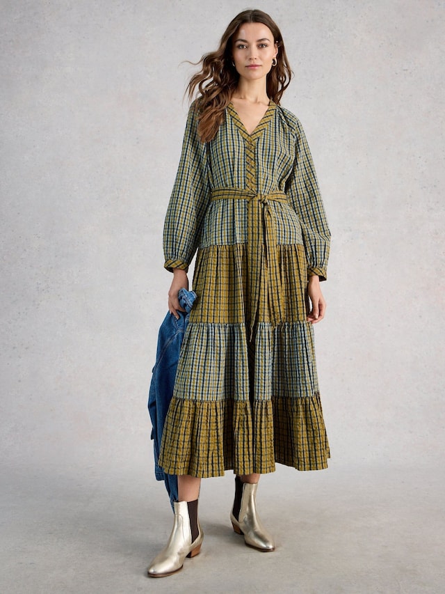 Clementine Check Midi Dress