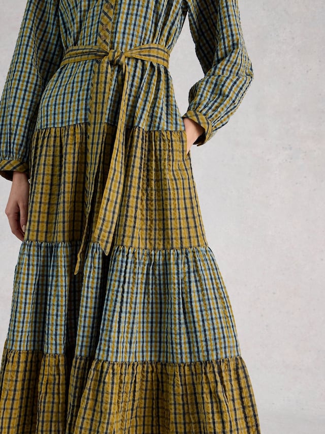 Clementine Check Midi Dress
