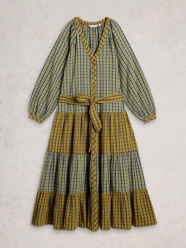 Clementine Check Midi Dress