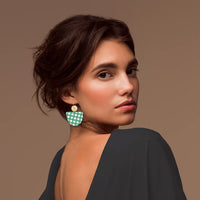 Emerald Ginghman Bell Circle Earrings
