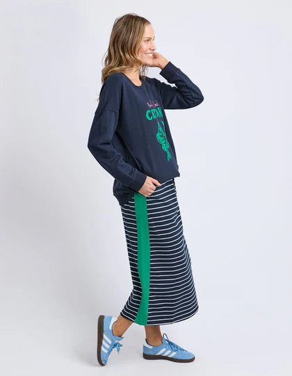 Sloan Skirt- Navy & White Stripe